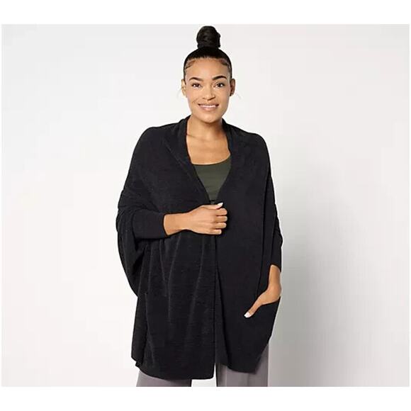 Barefoot Dreams CozyChic Ultra Lite Blanket Wrap BLACK L/XL A653690 - Picture 1 of 1